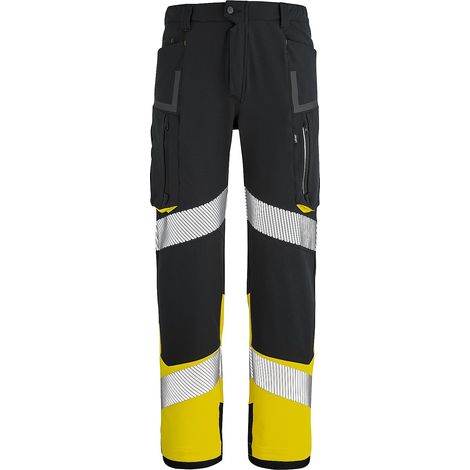 Pantalon haute visibilité noir jaune fluo taille L – Ceinture droite avec élastiques – Braguette à glissière – Poches cavalières – Lafont