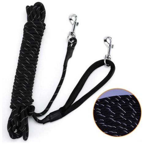 ZOLGINAH  Longe pour Chien 5m, Longe Corde Dressage Réfléchissante, Longe d'attache Nylon pour Chien Petit/Moyen/Grand – Noir (1/5)