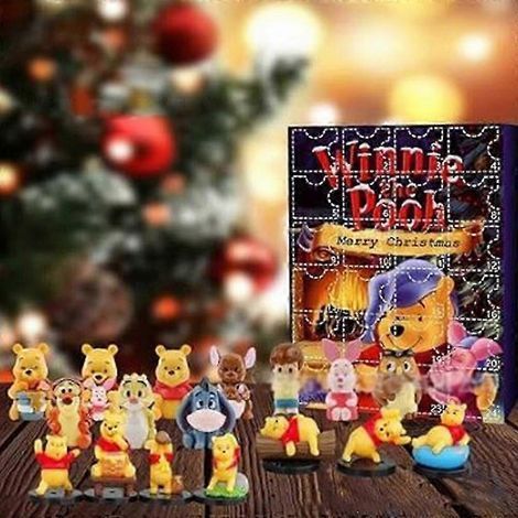 Calendrier de l'Avent Winnie l'Ourson 2026, 24 Figurines Surprises pour Enfants, Compte à Rebours de Noël, Décorations de Fête pour Toute la Famille