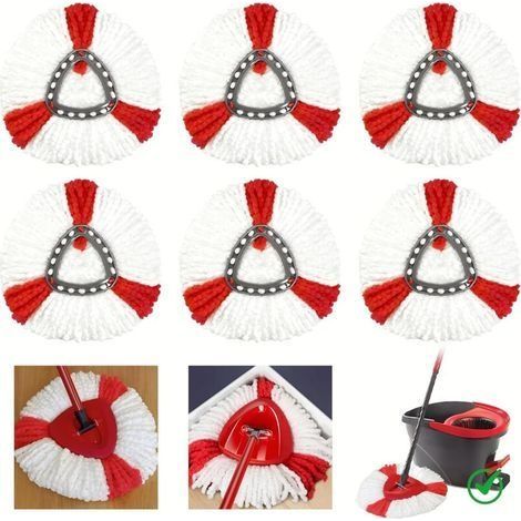 6 Pièces Recharge Serpillère Compatible avec Les Systèmes Vil Turbo 2-en-1 / EasyWring & Clean – Têtes de Serpillière Microfibre de Rechange pour Balai Rotatif Nettoyage des Sols (1/5)