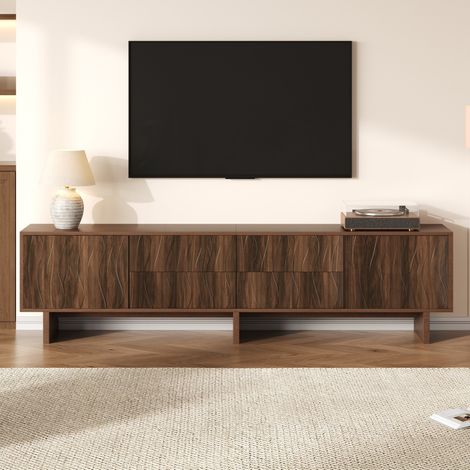 Mobile TV 180x40x56 cm in truciolare noce scuro, 4 cassetti, per soggiorno – MEUBLIV (1/5)