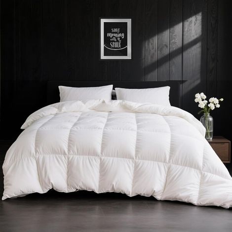 Couette 220x240 4 Saisons Duvet Plume et d'oie, 100% Coton Égyptien, Couettes Gonflante 2 Personne, Edredon Naturelles, Blanc 220x240 cm (1/5)