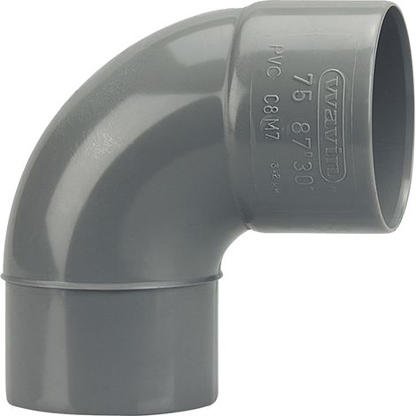 Codo pvc wavin 87°30 d75 unión macho hembra pegado
