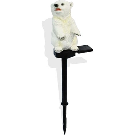 Lampe de jardin en résine solaire en forme d'ours, lumière blanc chaud, IP55, ours noir et blanc (1/2)