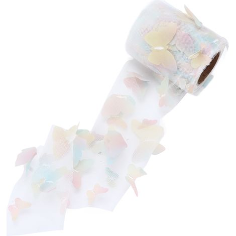 Rouleau de tulle coloré en 3D pour accessoires de cheveux DIY, ruban jaune (1/5)