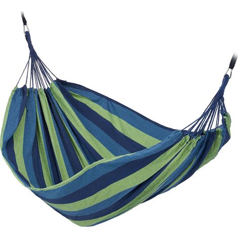 Hamaca doble muy cómoda para exterior e interior para 2 personas 300 x 150 cm práctica transportable de algodón gris 130012349 (1/5)
