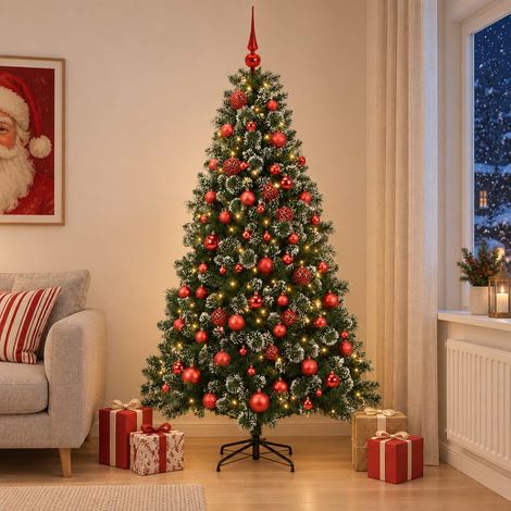 vidaXL Árbol de Navidad artificial con bolas 210 cm 300 LED