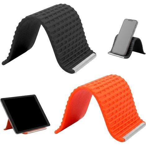 Support Téléphone Portable Pliable en Silicone, Support Bureau Universel Antidérapant pour Smartphone et Tablette, Réglable et Ergonomique (1/5)