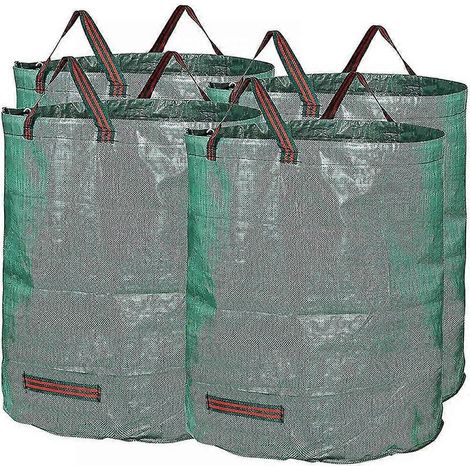 Lot de 4 sacs de jardin réutilisables de 120 litres, pliables, avec poignées, pour déchets de jardin (1/5)