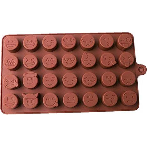 Moules en silicone à 21 cavités avec motifs d'émojis amusants pour cupcakes, brownies, bonbons mous et durs, gommes gélifiées, bombes énergétiques cétogènes, gelée, bac à glaçons (1/4)