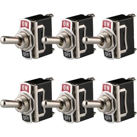 Interrupteur à Bascule 12V-24V-48V-110V/10A, 220V-230V/6A, SPST ON/OFF 2 Positions 2 Broches, pour Voiture Tableau de Bord Lumière (Pack de 6, Noir) (1/5)