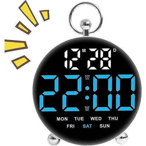 Horloge murale numérique multifonction avec date, jour du jour, compte à rebours, 2 alarmes, grand écran LED, décoration intérieure (1/5)