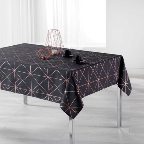 Nappe Rectangulaire Imprimée "Quadris" 150x240cm Anthracite