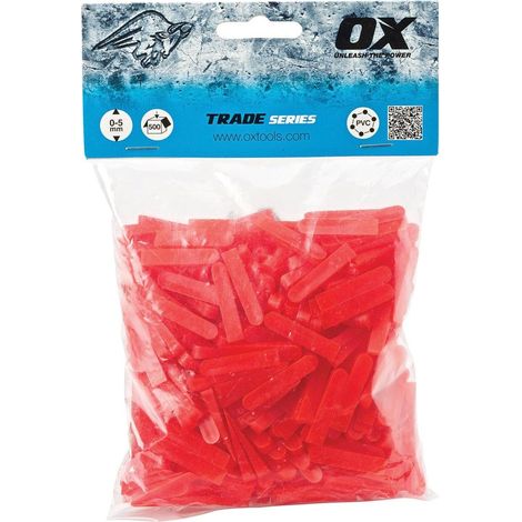 OX Tools OX-T160605 Distanziatori per Piastrelle a Forma di Cuneo, Rosso, 5mm (500 pcs) (1/2)