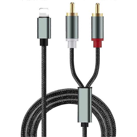 Câble adaptateur audio pour téléphone vers RCA, câble Lotus, amplificateur audio pour haut-parleur, câble de liaison audio pour Apple iPhone Lightning P20250110562 (1/5)