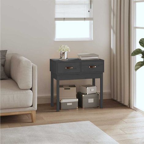 Console Table d'appoint - Meuble d'entrée Gris 76,5x40x75 cm Bois massif de pin BV537540 - BonneVie (1/5)