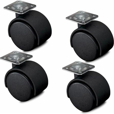 Set di 4 ruote per mobili da 40 mm - ruote per trasporto con freni fino a 100 kg - ruote girevoli per mobili da interno - ruote a bassa resistenza al rotolamento, - Versailles (1/5)