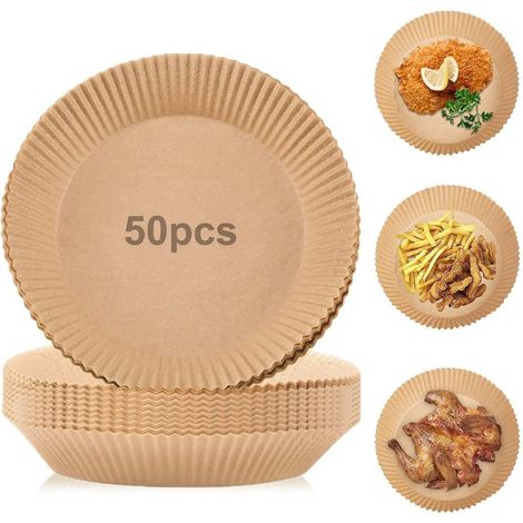 20cm-air Fryer Paper Liner, 100 Pcs Papier De Friteuse Sans Huile, Jetable Pour Friteuse Air Chaud Papier Sulfuris, Impermable Air Fryer Paper Li (1/5)