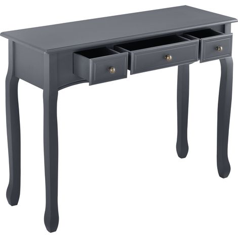 Consolle ingresso soggiorno con 3 cassetti MDF gambe in pino 100 cm grigio scuro 030004178