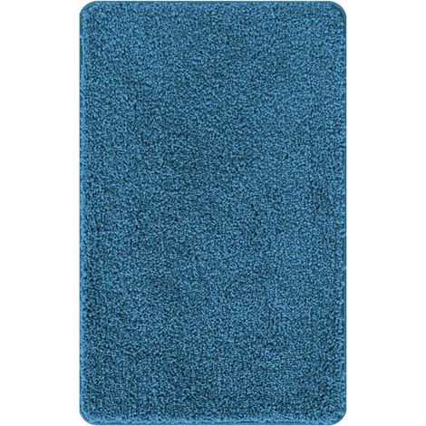 Tapis de bain antidérapant, bleu, 50 x 80 cm, en polypropylène (PP). (1/5)