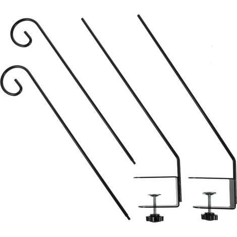 Support réglable pour balcon, lot de 2 crochets de pont à pince de 76 cm, extensible pour mangeoires, lanternes, paniers de fleurs et plantes (1/5)