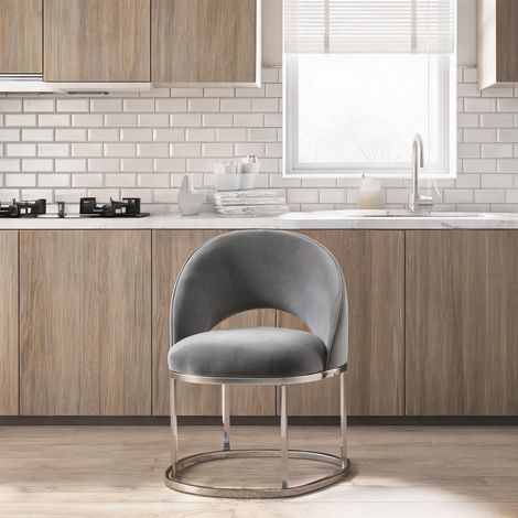 Ensemble de 6 chaises de salle à manger en velours gris argenté (1/5)