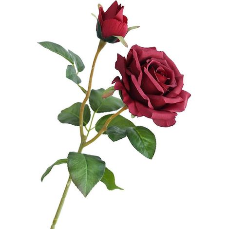 Rose artificielle à tige, 2 têtes, imitation soie réaliste, réutilisable et résistante à la décoloration, accessoire photo de mariage, décoration intérieure, 48 cm de long (1/5)