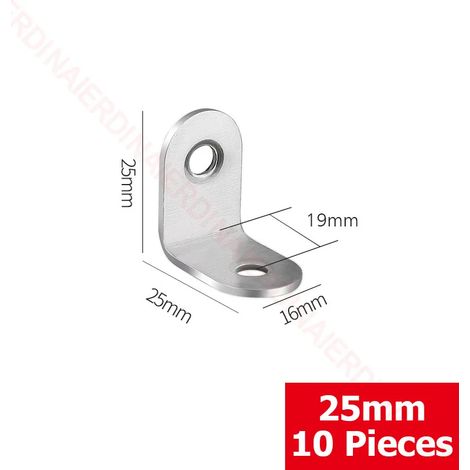(25 x 25 x 16 mm 02) Lot de 10 équerres d'angle à 90° en acier inoxydable, fixations murales pour étagères, tables, chaises (1/5)