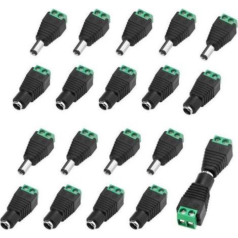 10 Paire 5.5 X 2.1mm 12V DC Connecteur d'alimentation Mâle et Femelle, Fiche Prise Adaptateur Vis Borne Connecteur (1/5)