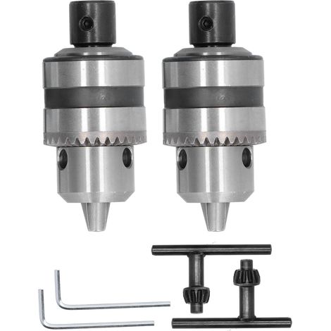 Lot de 2 mandrins de perçage robustes 3 mors en alliage d'aluminium, clé de conversion 1/2 pouce 1.5‑10mm, outillage professionnel