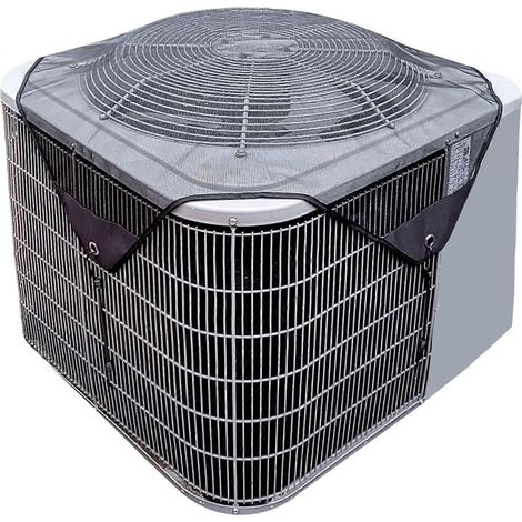 Housse de protection en maille pour climatiseurs extérieurs carrés, protection anti-feuilles toutes saisons, noire (32 x 32 pouces) (1/5)