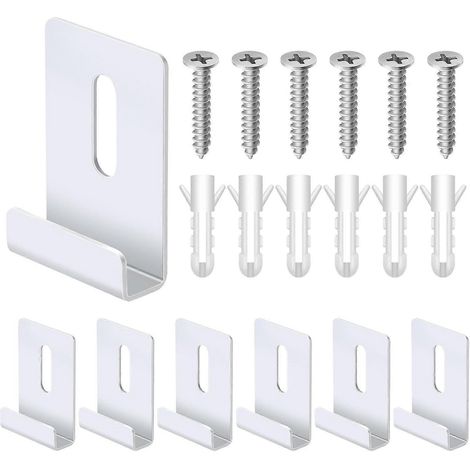 Kit de 6 pinces de fixation pour miroir à canal de 7 mm de large, en acier inoxydable 304, robuste, grande taille, avec vis. (1/4)