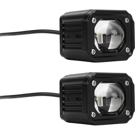 Lot de 2 phares antibrouillard jaunes et blancs étanches IP67 pour moto, camion, voiture, quad et voiturette de golf. (1/5)