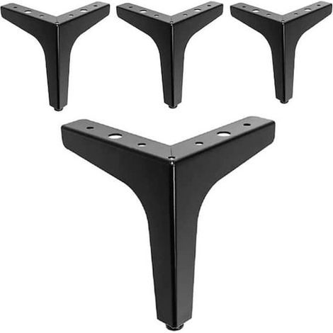 Ensemble de quatre pieds de meubles triangulaires modernes en métal - de 17 cm de hauteur - armoires et tables. Remplacement possible par vos soins. Noir (1/5)