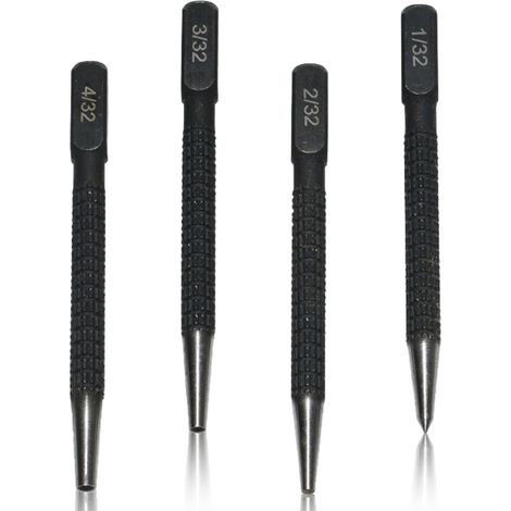 Jeu de 3 poinçons de centrage, poinçons à clous, jeu de poinçons de positionnement pour perçage, utilisé pour poinçonneuse de concasseur, 1/16", 5/64", 1/9" (1,5 mm - 3 mm)