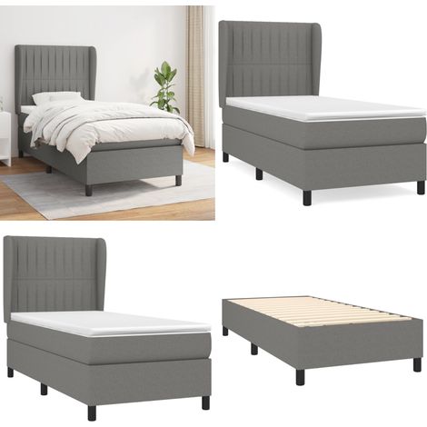 Boxspringbett mit Matratze Dunkelgrau 90x200 cm Stoff - Boxspringbett - Doppelbett - Bettenrahmen - Lattenrost - Matratze - Home & Living (1/5)