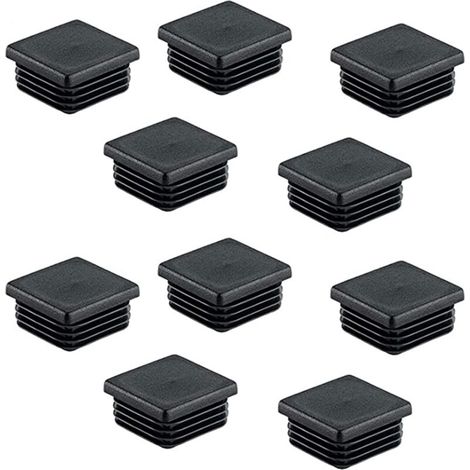 Pack of 25 square tube caps, plastic square tube inserts, covers, end caps, black, 40 x 40 mm, plastic, square, end caps, inserts, tubes for posts, posts, fence, fence mesh