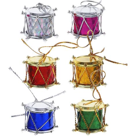 12 mini-tambours de 2 cm à paillettes colorées, décorations de Noël à suspendre, pendentifs pour les fêtes de Noël, mariages et autres (couleurs assorties) (1/3)