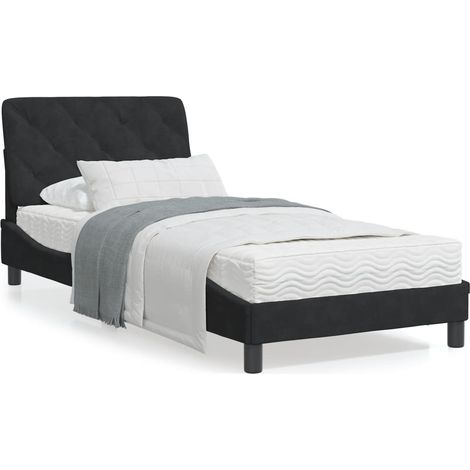 Cadre de lit avec tête de lit Noir 80x200 Velours (1/5)