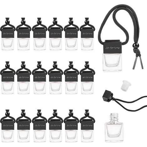 Holdfiturn 20pcs Empty Car Diffuser Bottles - 8ml, 2.5 4.5cm Mini Air Freshener Bottles, Black (1/5)
