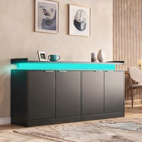 Buffet coloris noir en MDF 160 x 39 x 83 cm (1/5)