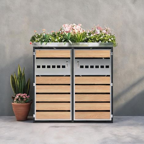 132 x 80 x 124,5 cm Meuble de jardin métal avec bac à fleurs (1/5)