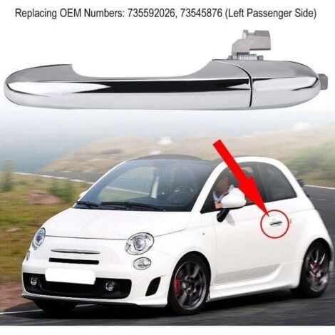 Elerose pour fiat 500 door handle Fiat 500 Côté Droit Poignée Extérieure de la Porte 735592026, 73545876(Position du passager) (1/3)