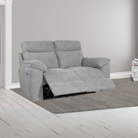 Divano 2 posti recliner elettrico tessuto grigio Boston 160x100x102H (1/5)