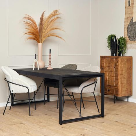 Table à manger noire en bois 220 cm MILORA (1/3)