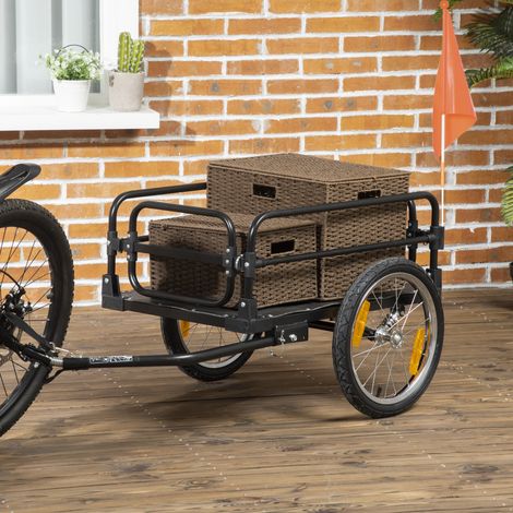 Remorque pliable pour vélo en acier roues 16 pouces charge max. 40 kg avec barre d'attelage universelle - Modèle