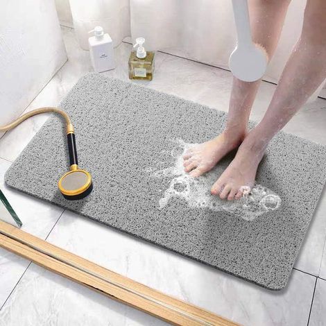 Alfombrilla de baño de textura suave para bañera, ducha, antideslizante y cómoda, con desagüe, alfombrilla de baño de lufa de PVC para zonas húmedas, de secado rápido, 61 x 40,6 cm (1/5)