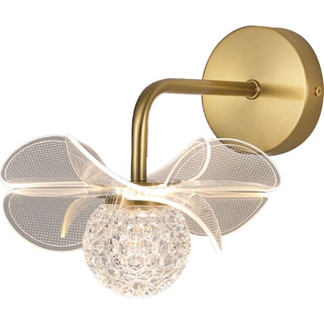 Ortviai Applique murale fleur or avec 3 températures de couleur, 6 W, 10 x 25 x 20 cm, design moderne pour chambre et salon (1/5)