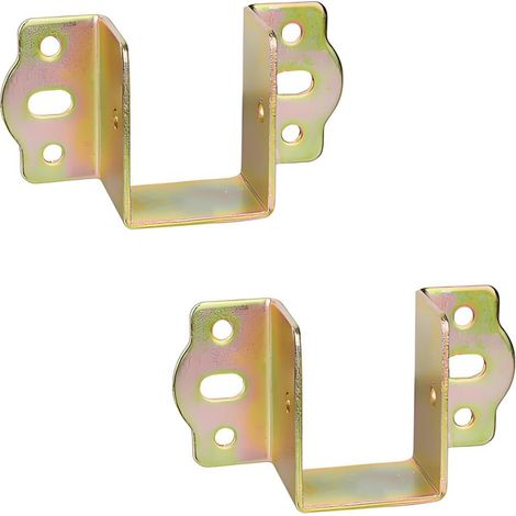 Supports Fixation Central pour Rail de Lit Suspension de Solive en Bois Largeur 35 mm Metal Connecteurs Raccord pour Cadre de Lit Chromé Jaune 2 pièces (1/5)