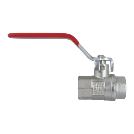 Robinet à boisseau sphérique en laiton AquaCraft 1001000136 2000 &quot IG x IG, avec poignée à levier plate rouge, joint à bille en PTFE et joint torique en EPDM